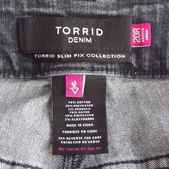 TORRID Jeans, 20R, Faded Black/Gray, Slim Boot, Double Button waist, Zipper - Picture 7 of 11